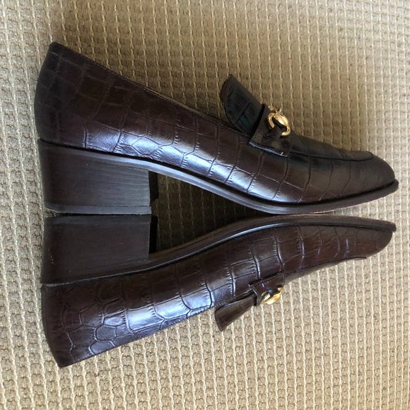 Fratelli Cavallini Women's Brown Croc Leather Print Loafers . - Picture 9 of 14